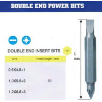 Биты комбинированные PZ3хSL6,5х1,2х 60мм S2 в упаковке 2 шт. DIN3126 хвостовик C1/4 