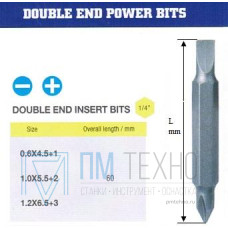 Биты комбинированные РН3х6,5х1,2х 60мм CrV в упаковке 2 шт. DIN3126 хвостовик C1/4 