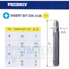 Биты крестовые PZ3х 70мм S2 DIN3126 хв-к С1/4 