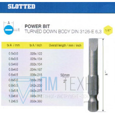 Биты шлицевые SL 6,5х1,2х 50мм CrV DIN3126 хв-к Е1/4 