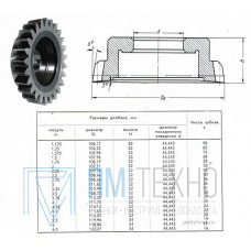 Долбяк чашечный прямозубый m 3,75 Do100мм (112х44,45мм), А-III Z=27 а=20° Р6М5 ГОСТ 9323-80