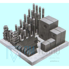 Набор клиновых ступенчатых прижимов из 58-ми предм., паз23,7мм М20х2.5 на дер. подст. (YT-0413) 