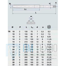 Метчик TR22,0 х 5,0  м/р.Р6АМ5 для трапецеидальной резьбы DIN 103 