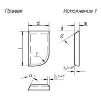 Пластина 10151 Т15К6 правая (20х12х7х18гр) (для проходных прямых, расточных и револьв. резцов)