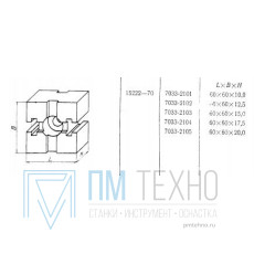 Прокладка квадратная 60х60х10 с 2-мя Т-образными пазами 12мм (7033-2101) ГОСТ15222-70 (восстановленная)
