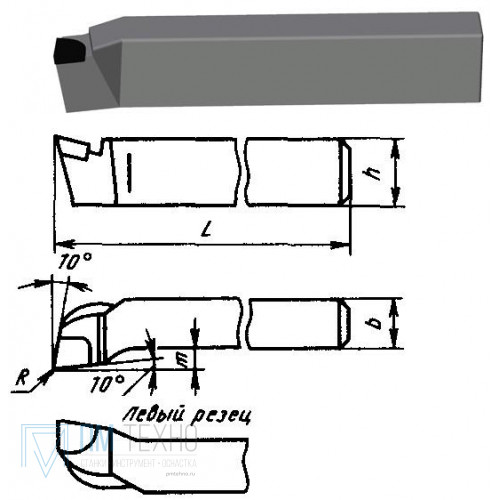 Проходной отогнутый резец т15к6 чертеж