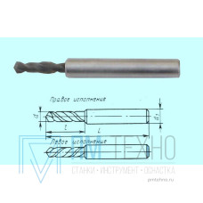 Сверло d  4,4х16х56 ц/х ВК8 цельное стальной ут. хв. dхв. 7,0 ГОСТ17273