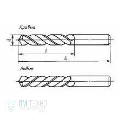 Спиральное сверло с цилиндрическим хвостовиком чертеж