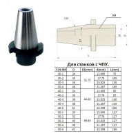 Втулка переходная с хвостовиком 7:24-30 на КМ3 для станков с ЧПУ со сквозным отверстием для концевых фрез 